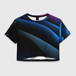 Футболка 3D укороченная женская Синий стильный абстрактный геометрический стиль на, цвет: 3D-принт