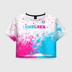 Футболка 3D укороченная женская Chelsea neon gradient style посередине, цвет: 3D-принт