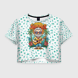 Футболка 3D укороченная женская Ведьмак с гитарой жаркое лето, цвет: 3D-принт