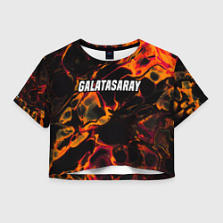 Футболка 3D укороченная женская Galatasaray red lava, цвет: 3D-принт