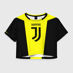 Футболка 3D укороченная женская Juventus sport geometry yellow, цвет: 3D-принт