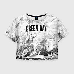 Футболка 3D укороченная женская Green Day white graphite, цвет: 3D-принт