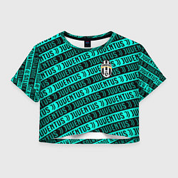 Футболка 3D укороченная женская Juventus pattern logo steel, цвет: 3D-принт