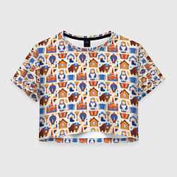 Женский топ Славянский узор с матрёшкой - русская душа паттерн