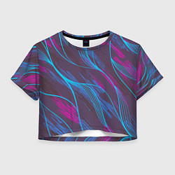 Футболка 3D укороченная женская Абстракция геометрических линий, цвет: 3D-принт