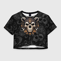 Футболка 3D укороченная женская Череп медведя, цвет: 3D-принт