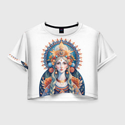 Футболка 3D укороченная женская Богиня красоты, славянские мотивы, новый русский с, цвет: 3D-принт