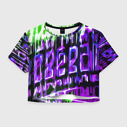 Женский топ Фиолетово-зелёная абстракция на чёрном фоне