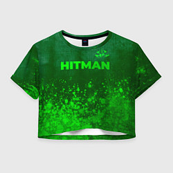 Футболка 3D укороченная женская Hitman - green gradient посередине, цвет: 3D-принт