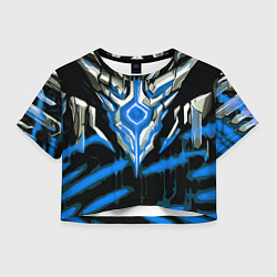 Футболка 3D укороченная женская Абстрактная синяя руна, цвет: 3D-принт
