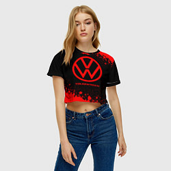 Футболка 3D укороченная женская Volkswagen - red gradient, цвет: 3D-принт — фото 2