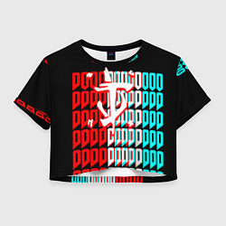 Футболка 3D укороченная женская Doom logo надписи, цвет: 3D-принт