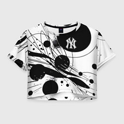 Футболка 3D укороченная женская New York Yankees baseball team - abstraction, цвет: 3D-принт