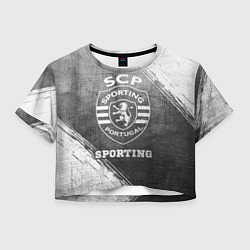 Футболка 3D укороченная женская Sporting - grey gradient, цвет: 3D-принт