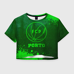 Футболка 3D укороченная женская Porto - green gradient, цвет: 3D-принт