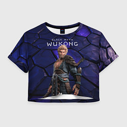 Футболка 3D укороченная женская Король обезьян Black Myth Wukong, цвет: 3D-принт