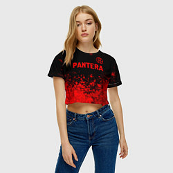 Футболка 3D укороченная женская Pantera - red gradient посередине, цвет: 3D-принт — фото 2