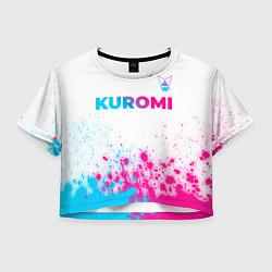 Футболка 3D укороченная женская Kuromi neon gradient style посередине, цвет: 3D-принт