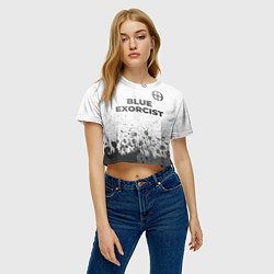 Футболка 3D укороченная женская Blue Exorcist - white gradient посередине, цвет: 3D-принт — фото 2