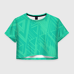 Футболка 3D укороченная женская Мятный зелёный однотонный геометричный, цвет: 3D-принт