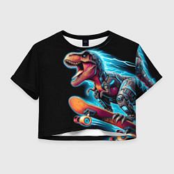 Женский топ Cool Dino on a skateboard - neon glow fantasy