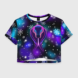 Футболка 3D укороченная женская Космическая кобра, цвет: 3D-принт