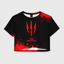 Футболка 3D укороченная женская The Witcher - red gradient, цвет: 3D-принт