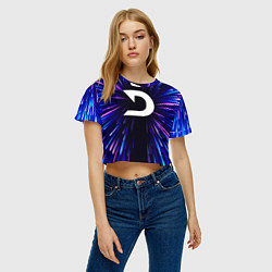 Футболка 3D укороченная женская Deadlock neon energy, цвет: 3D-принт — фото 2