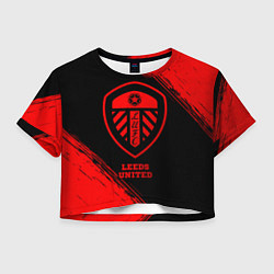 Футболка 3D укороченная женская Leeds United - red gradient, цвет: 3D-принт