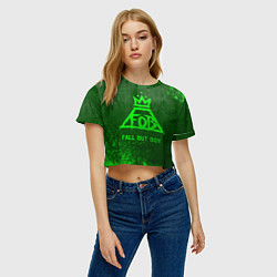 Футболка 3D укороченная женская Fall Out Boy - green gradient, цвет: 3D-принт — фото 2