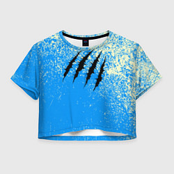 Футболка 3D укороченная женская Гранж - порезы монстра, цвет: 3D-принт