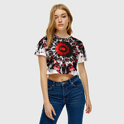 Футболка 3D укороченная женская Красная сюрреалистичная абстракция, цвет: 3D-принт — фото 2