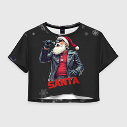 Футболка 3D укороченная женская Санта поёт, цвет: 3D-принт