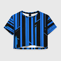 Женский топ Толстые синие полосы на чёрном фоне
