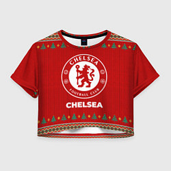 Футболка 3D укороченная женская Chelsea new year, цвет: 3D-принт