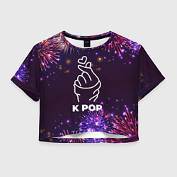 Футболка 3D укороченная женская Праздничный K Pop, цвет: 3D-принт