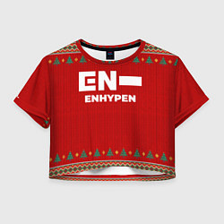 Футболка 3D укороченная женская Enhypen new year, цвет: 3D-принт