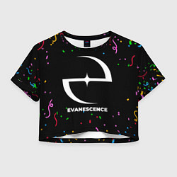 Футболка 3D укороченная женская Evanescence конфети, цвет: 3D-принт