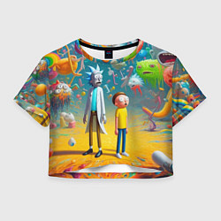 Футболка 3D укороченная женская Рик и Морти - сюрреалистическая фантазия, цвет: 3D-принт