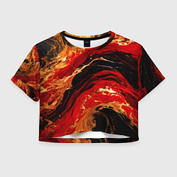 Женский топ Красно-золотые брызги на чёрном фоне