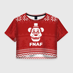 Футболка 3D укороченная женская Новогодний FNAF, цвет: 3D-принт