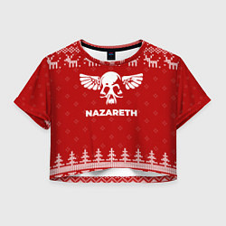 Футболка 3D укороченная женская Новогодний Nazareth с оленями, цвет: 3D-принт