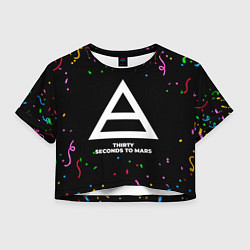 Футболка 3D укороченная женская Thirty Seconds to Mars конфети, цвет: 3D-принт
