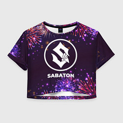 Футболка 3D укороченная женская Праздничный Sabaton, цвет: 3D-принт