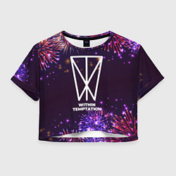 Футболка 3D укороченная женская Праздничный Within Temptation, цвет: 3D-принт