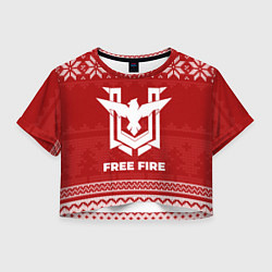 Футболка 3D укороченная женская Новогодний Free Fire, цвет: 3D-принт