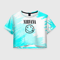 Футболка 3D укороченная женская Nirvana rock music color, цвет: 3D-принт