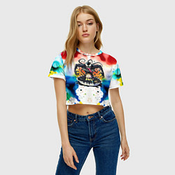 Футболка 3D укороченная женская Веном присмотрелся к Морти - ядовитая слизь, цвет: 3D-принт — фото 2