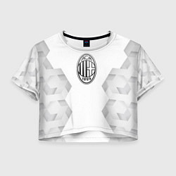 Футболка 3D укороченная женская AC Milan white poly, цвет: 3D-принт