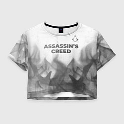 Футболка 3D укороченная женская Assassins Creed - white gradient посередине, цвет: 3D-принт